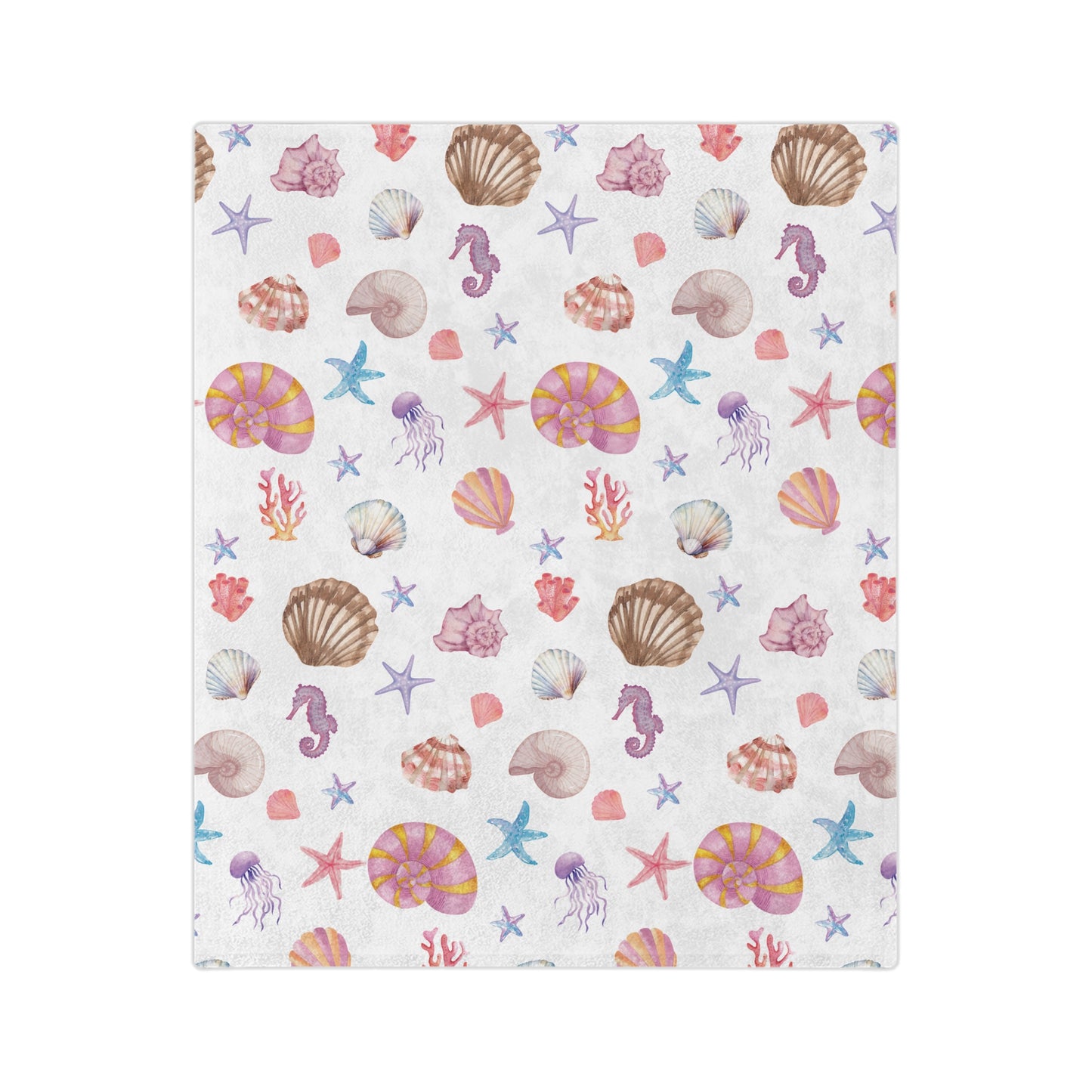 Coastal Seashell Design Velveteen Microfiber Blanket