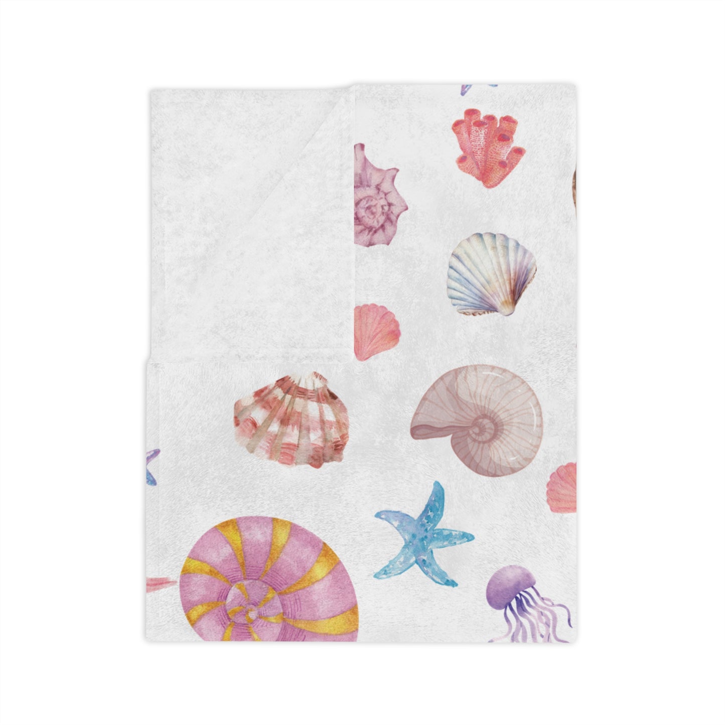 Coastal Seashell Design Velveteen Microfiber Blanket