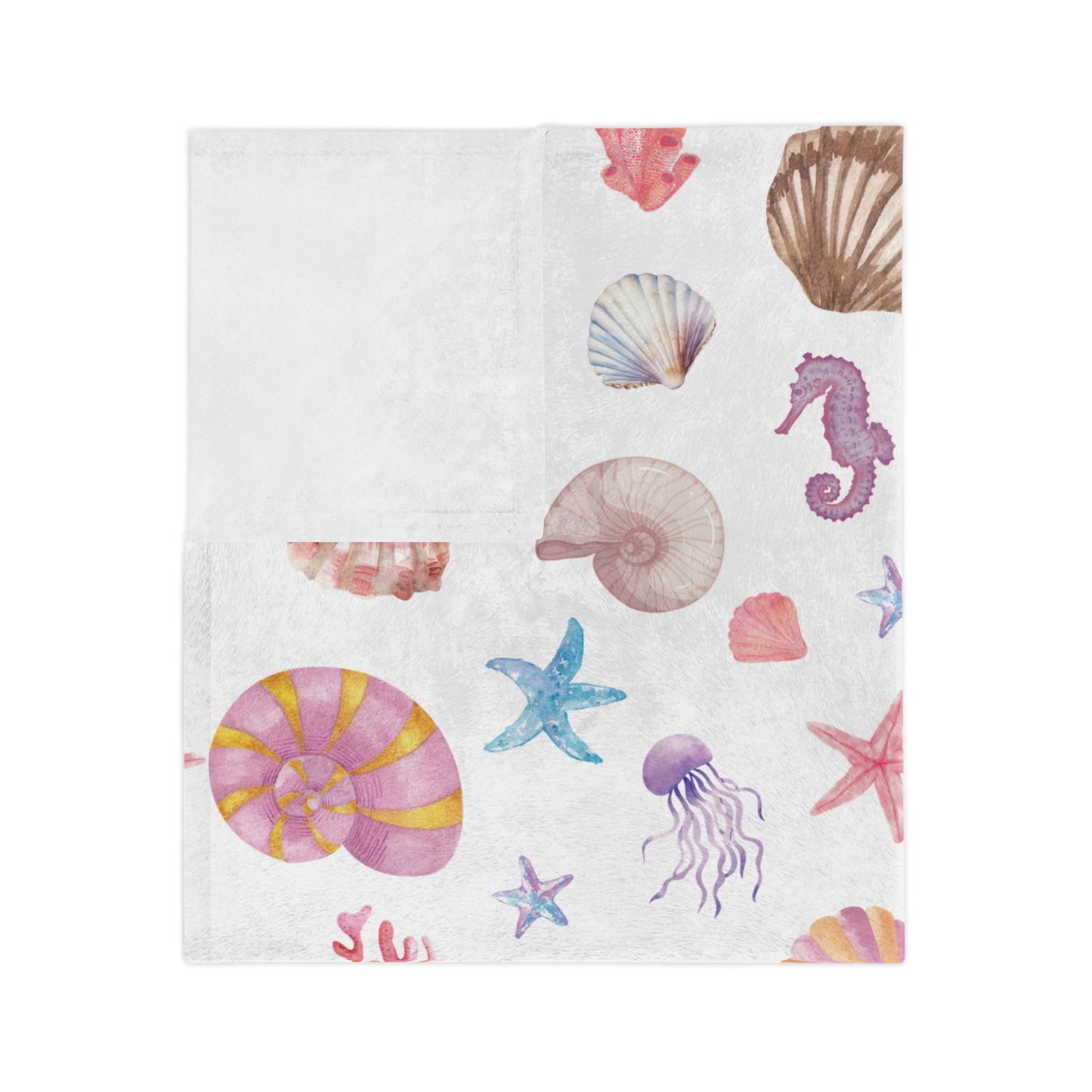 Coastal Seashell Design Velveteen Microfiber Blanket