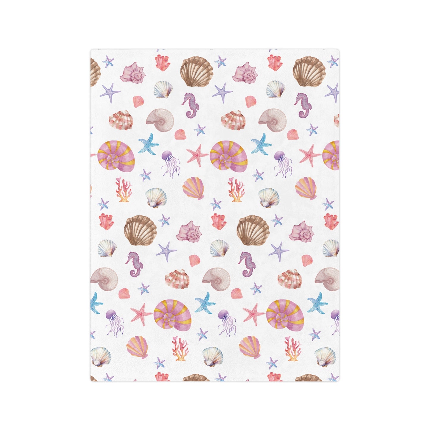 Coastal Seashell Design Velveteen Microfiber Blanket