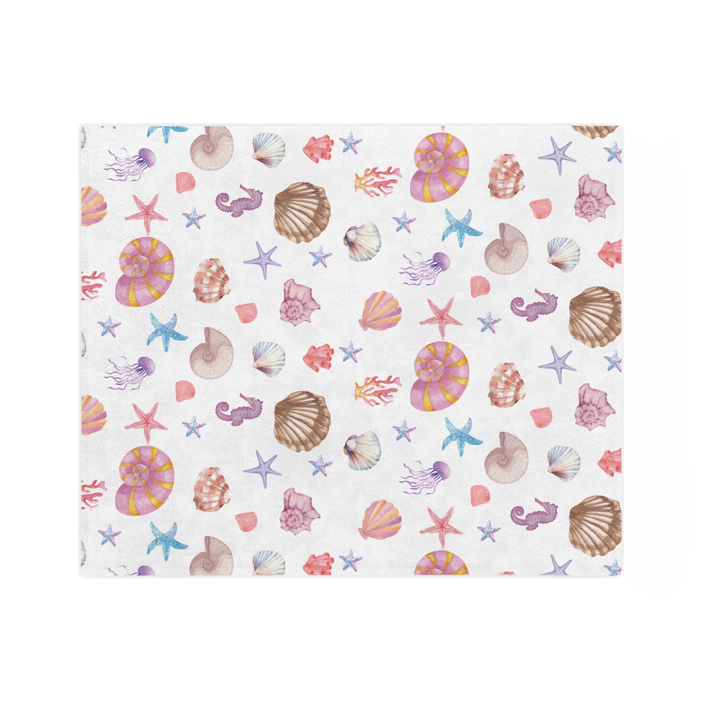 Coastal Seashell Design Velveteen Microfiber Blanket