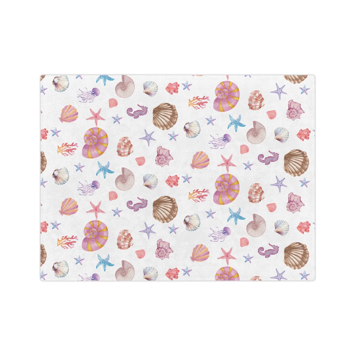 Coastal Seashell Design Velveteen Microfiber Blanket