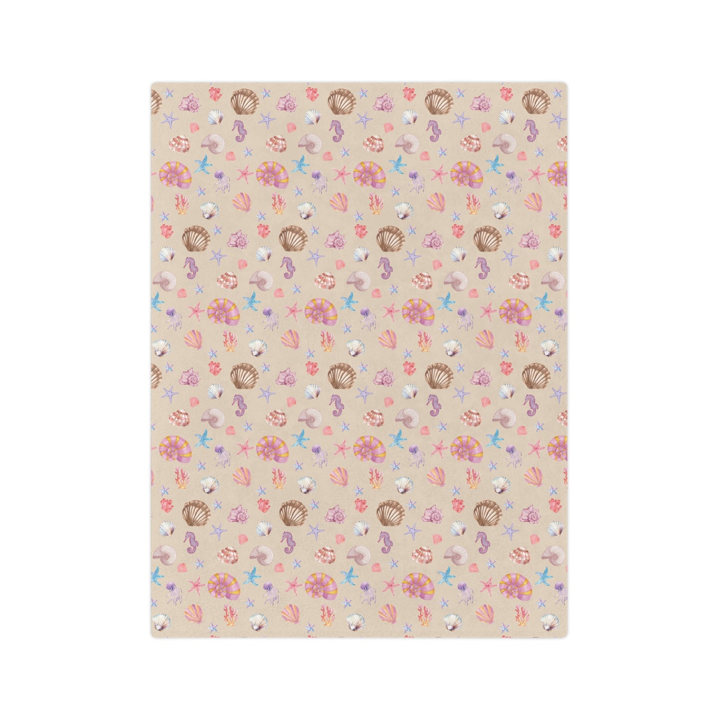 Coastal Seashell Design Velveteen Microfiber Blanket