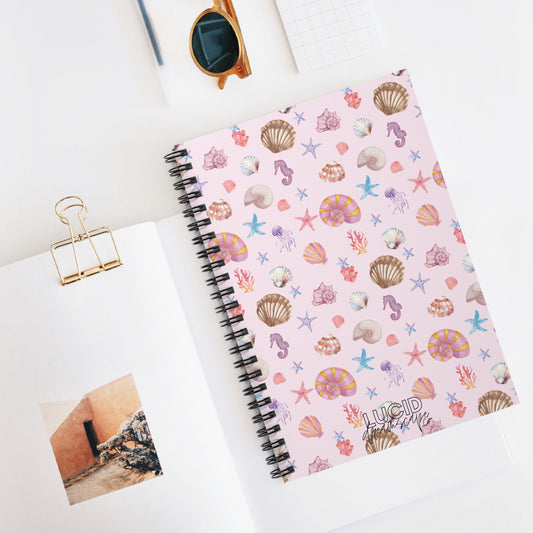 Pink Coastal Spiral Notebook - Ruled Line
