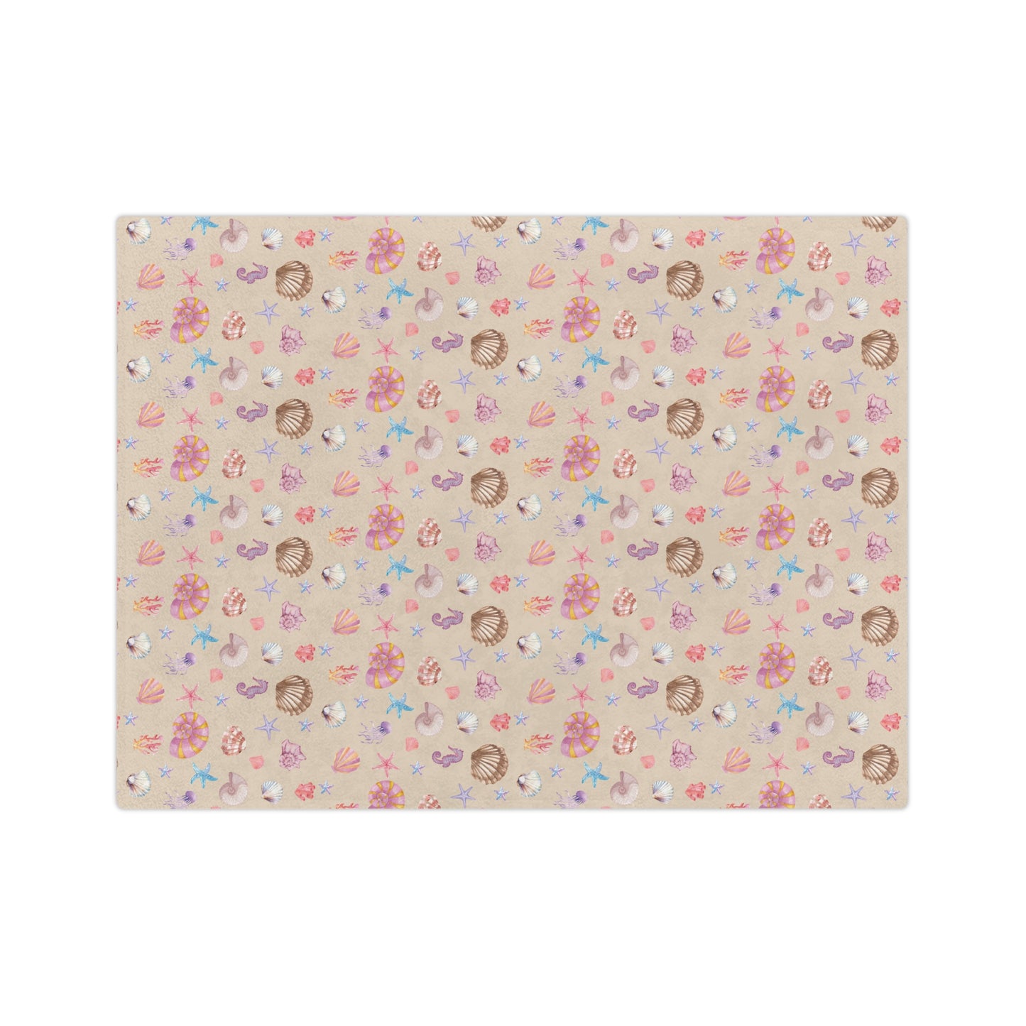 Coastal Seashell Design Velveteen Microfiber Blanket
